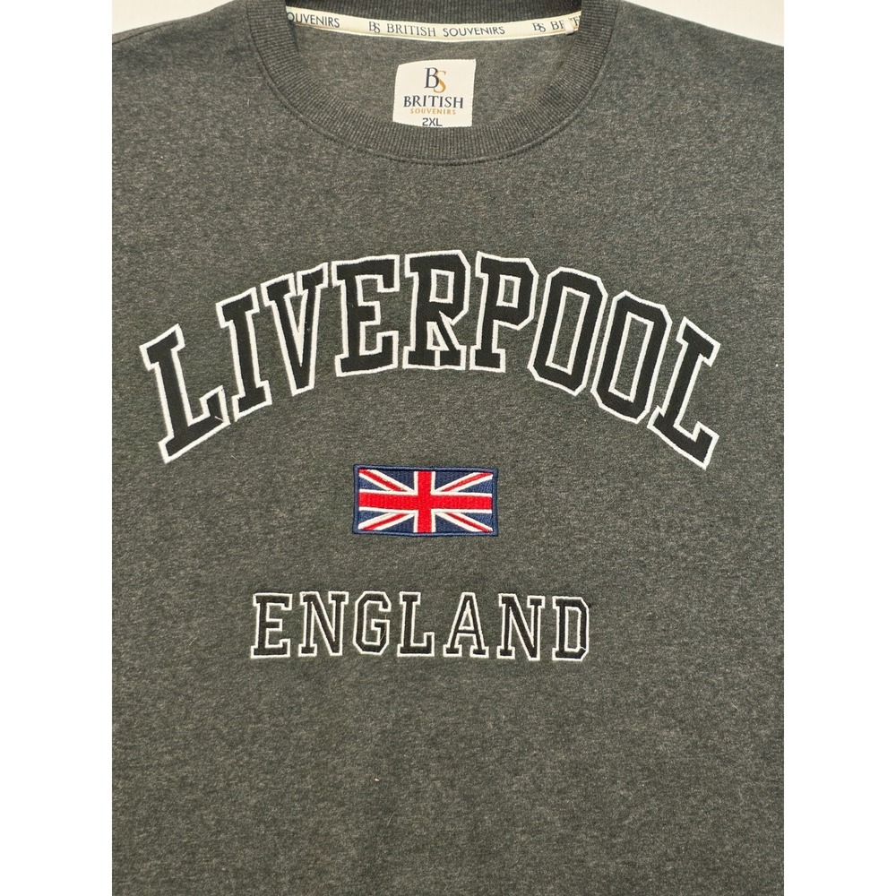Liverpool England Sweatshirt 2XL British Souvenirs Dark Gray Crewneck Union Jack - Picture 3 of 16